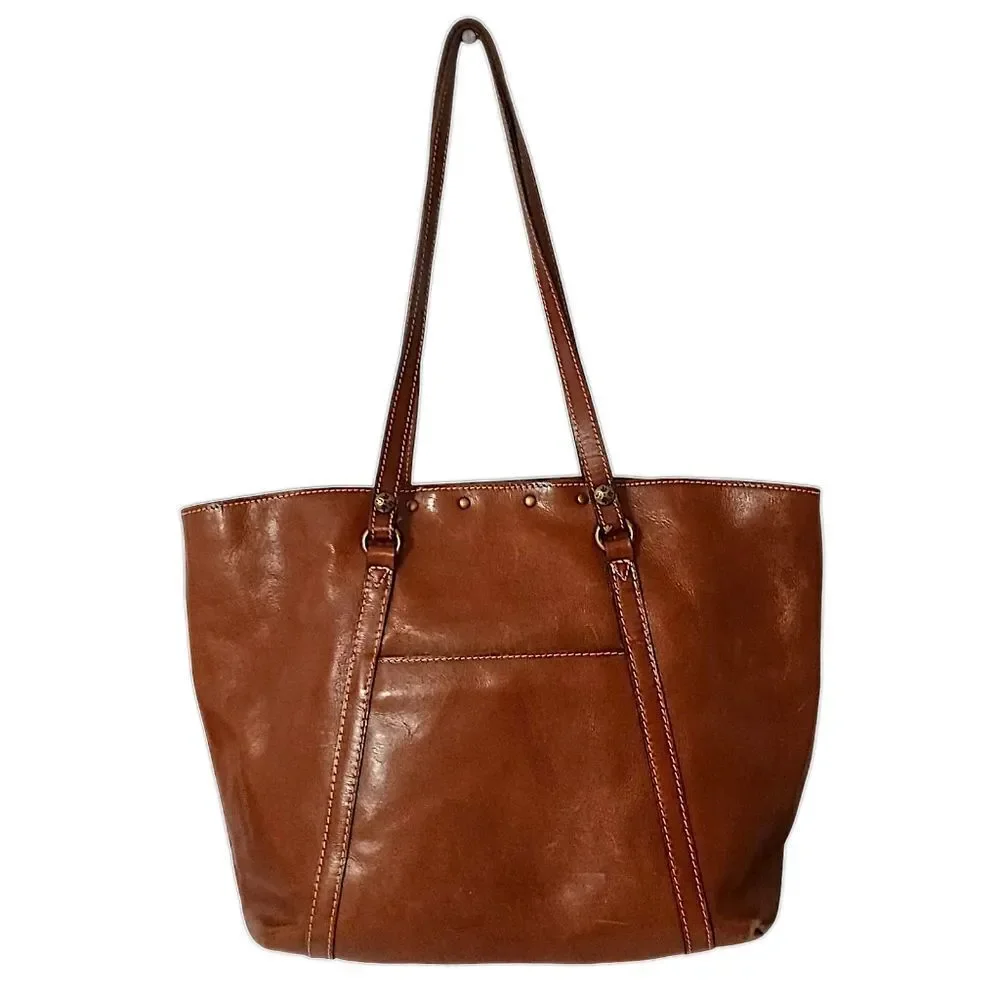Patricia Nash Leather Bag Tote Purse Suede Interior Benvenuto Heritage Tan Brass